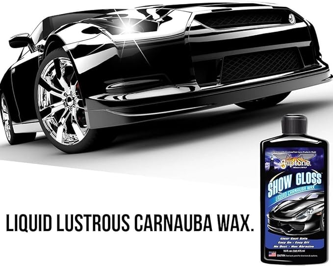 Gliptone Show Gloss Liquid Carnauba Wax, 16 oz. Deep Shine, Easy Application, Removes Tar, Sap and Road Film, Long-Lasting Protection for All Paint Finishes