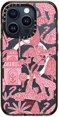 CASETiFY Impact Case for iPhone 15 Pro [4X Military Grade Drop Tested / 8.2ft Drop Protection/Compatible with Magsafe] - Cheetah Paradise Pink - Clear Black