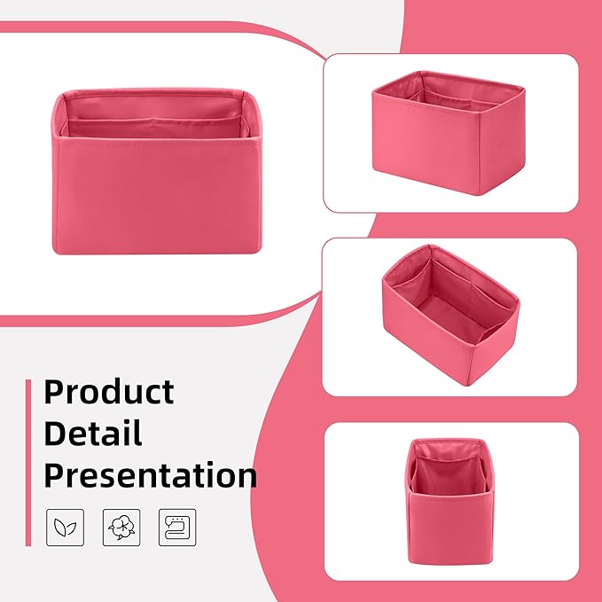 DGAZ Silk Purse Organizer Insert Fits LV Speedy 16/20/25/30/35/40/45 bags，Silky Smooth Bag Organizer，Luxury Handbag & Tote Shaper(Rose lipstick,SP25)