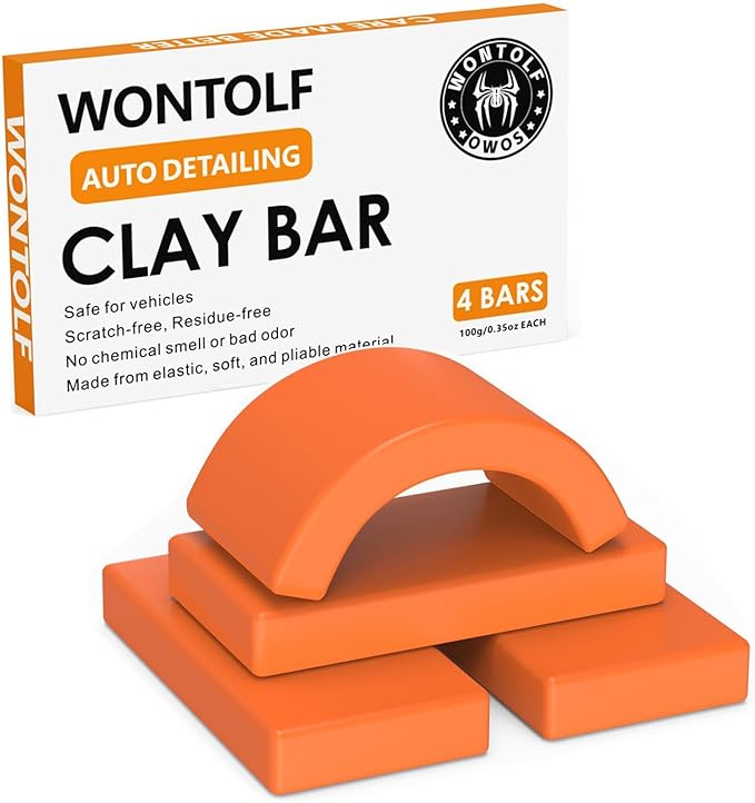 Wontolf Premium Grade Car Clay Bar Kit 4x100g, No Scratch Magic Clay Bars for Auto Detailing Cleaner Kit with Washing and Adsorption Capacity for Car Auto SUV,RV,Truck