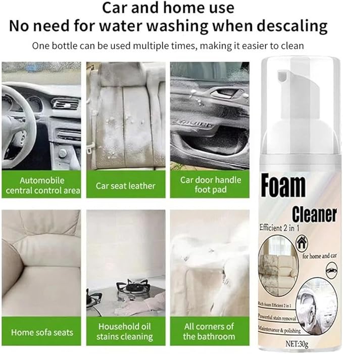 Multi-Purpose Foam Cleaner,30/60ml Car Interior Foam Refinisher Cleaner,All Around Master Foams Cleaners,Strong Stain Remover for Cars Interior and Kitchen