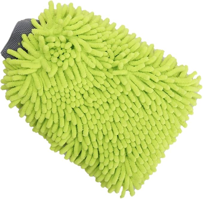 Detailer's Garage Chenille Microfiber Premium Scratch-Free Wash Mitt, Lime Green Color