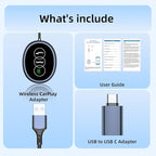 for Apple Wireless Carplay Adapter, Converts Wired to Wireless, Plug & Play, No Delay, Mini Carplay with USB & USB C, Compatible with iPhone 6 or above/iOS10+ & Cars from 2016 (Gray) (Carplay B)