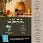100% Pure Mandarin Essential Oil - 0.34 Fl Oz - Mandarin Oil for Hair, Skin, Diffuser, Aromatherapy & DIY Candle Making Scent