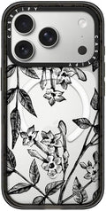 CASETiFY Impact iPhone 17 Pro Case [Slim/Compatible with Magsafe / 8.2 ft. 4X Military Grade Drop Protection] - Botanical Jasmine - Clear Black