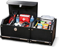 SUV Trunk Organizers and Storage, Leather Car Trunk Storage Organizer with Lid & Push-pull Handle, Combination of SUV Cargo Organizer, Waterproof Car Storage Box for Sedan Van Minivans