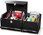 SUV Trunk Organizers and Storage, Leather Car Trunk Storage Organizer with Lid & Push-pull Handle, Combination of SUV Cargo Organizer, Waterproof Car Storage Box for Sedan Van Minivans