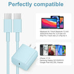 iPhone 17 16 15 Charger Fast Charging 3 Pack USB C Charger Block Type C Chargers 6FT Cord Wall Chargers Compatible with iPhone Air/17/17 Plus/17 Pro/17 Pro Max/16/16 Plus/16 Pro/16 Pro(Blue)