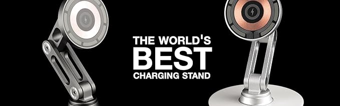 ClikDock Cell Phone Magnetic Wireless Charger Stand, 360° Spin, Aluminum Construction, Compatible with MagSafe Phones for iPhone & Andriod (Black)