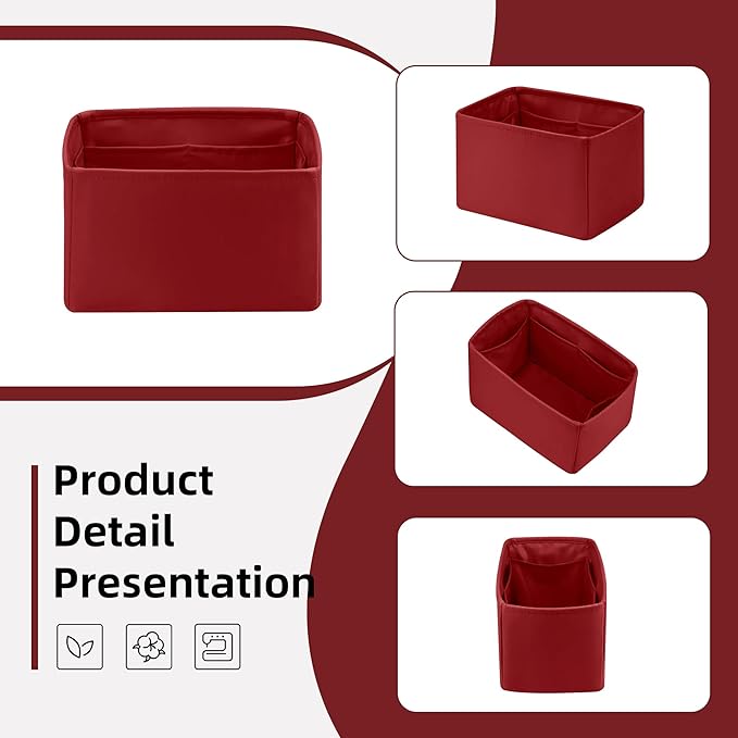 DGAZ Silk Purse Organizer Insert Fits LV Speedy 16/20/25/30/35/40/45 bags，Silky Smooth Bag Organizer，Luxury Handbag & Tote Shaper(Wine Red,SP40)