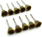 TMAX 10 pc Brass Bristle 1/2 Inch Cup Wire Brush Wheel with 1/8 Inch Shank for Dremel and Other Rotary Tools on Rust Removal, Corrosion and Scrub Surfaces