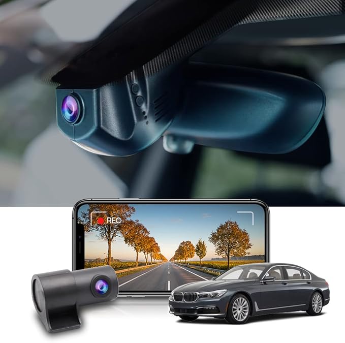 Fitcamx Front 4K+Rear 1080p Dash Cam Adapts for BMW F Chassis (Model C) 1 2 3 4 5 7 Series X1 X2 X3 X4 X5 X6 X7, OEM Look, Built-in WiFi Dual HD Video, Loop Recording G-Sensor, Easy to Set, 128GB Card