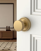 Asidrama 4 Pack Champagne Bronze Passage Door Knobs with Lock, Door Handles with Champagne Bronze Door Knobs Interior for Bedroom or Bathroom, Heavy Duty Door Lever for Left Right Sided Doors