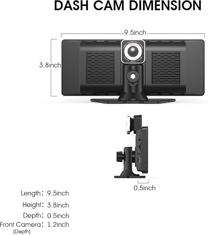 Portable CarPlay Screen for Car 10.26" HD IPS Touchscreen with 4K Dash Cam Front and Rear, 1080P Backup Camera Wireless Carplay & Android Auto Car Audio Receivers