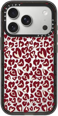 CASETiFY Impact iPhone 17 Pro Case [Slim/Compatible with Magsafe / 8.2 ft. 4X Military Grade Drop Protection] - Leopard Love- Red - Clear Black