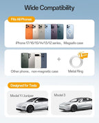 Upgraded MagSafe Tesla Phone Mount for Model Y Juniper & Model 3, No Adhesive ＆ Rock-Solid Stability Screen Clamp Phone Holder, 360° Adjustable, Compatible with All Phones, Tesla Accessories