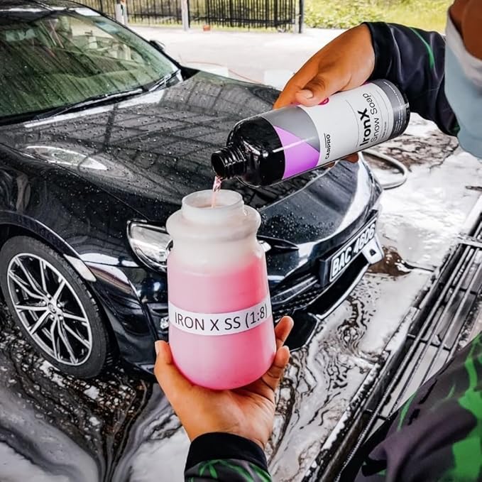 CARPRO IronX Snow Soap - Car Wash Pre-Wash Cleaner and Degreaser on Paint, Glass, Wheels, Headlights, Plastic Trim - Remove Old Wax & Brake Dust- Gallon (135oz)
