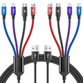 Multi Charging Cable [2Pack 5FT],Nylon Dual IP 4 in 1 Charging Cable, Multiple Charger Cord with IP/IP/Type C/Micro Port, Compatible with Most Cell Phones/Tablets and More