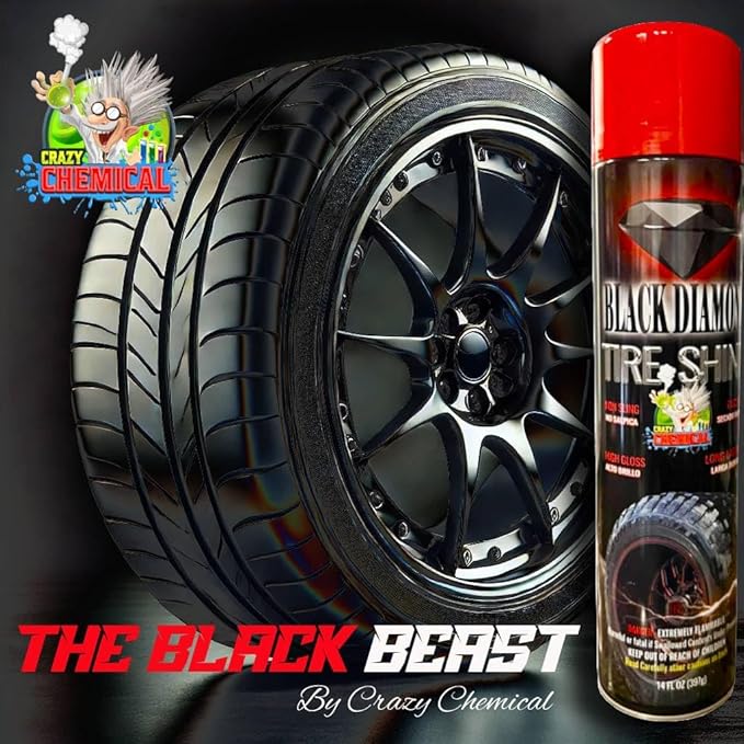 Black Diamond Tire Shine Spray - Extreme Gloss, Long Lasting, No Sling, Wet Look - 14 oz (Pack of 2)