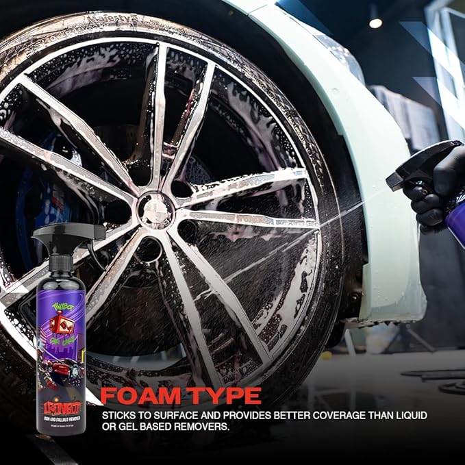 Tinybot Ironbot - Iron & Fallout Remover Spray - for Cars - Removes Iron, Brake Dust & Contaminants- Safe on Wheels, Paint, Brakes, Tires, Rims, Etc. - Quick Sustain Technology - pH Neutral - 16.9 oz
