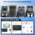 8-Core 4G+64G Qual-comm Snapdragon chip Car Radio for Toyota Corolla 2009-2013, Rimoody Car Stereo Carplay Android Auto 3D car Model Display GPS WiFi 9 Inch IPS Touchscreen Mirror Link Camera