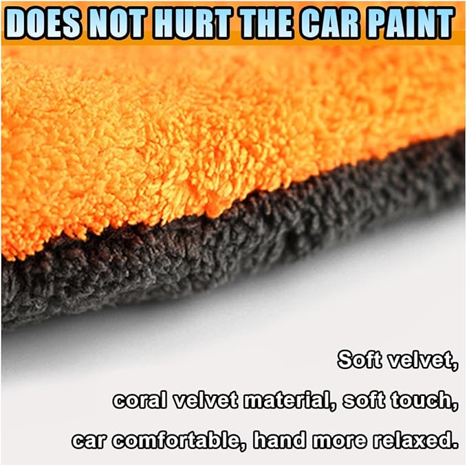 2PCS Coral Fleece Car Wash Mitts, No Scratch Microfiber Wash Mitt Car Cleaning Glove with Thumb, Reusable Dusting Mitt with Elastic Wrist Cuff for Car Washing and Detailing (Thumb Glove)