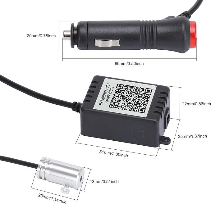 Car Ambient Lighting Optic Fiber 64 Colors Music Sound Active with APP Control Car Decorative Atmosphere Lighting Kit DC 12V 1W 3m