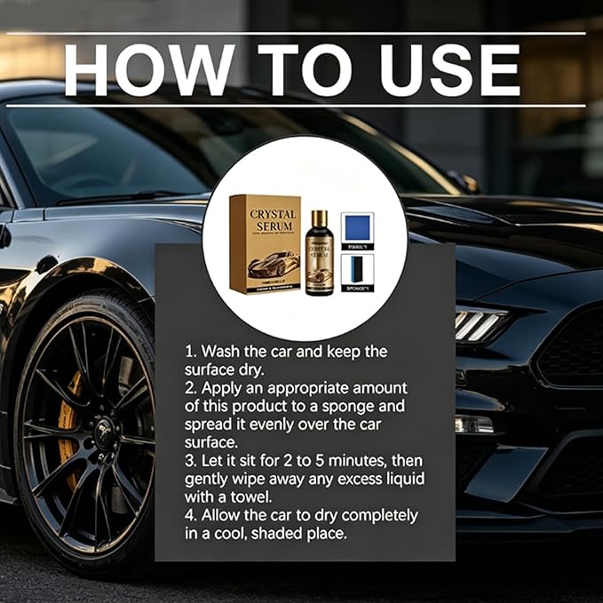 100 Ml/3.38oz Cristal Serum Ultra Car, Crystal Serum Ceramic Coating for Cars, 9h Graphene Ceramic Car Coating Kit, Professional Auto Restore for Paint, Glass & Wheel, Anti Scratch (2pcs)