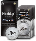 Golf Car Air Freshener by HookUp - 4 Pack - Black Gold Scent (Extra Strong) | Unique Golf Gift for Players, Coach, Fans | Hanging Car Accessory with Long Lasting Fresheners Smell