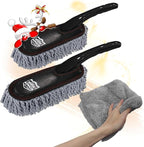 Car Detailing Kit, Interior Cleaning Brush & Microfiber Towel Set, Scratch Free Extra Soft Duster for Car Interior Exterior, Gifts for Men Women - 3 Packs - Grey