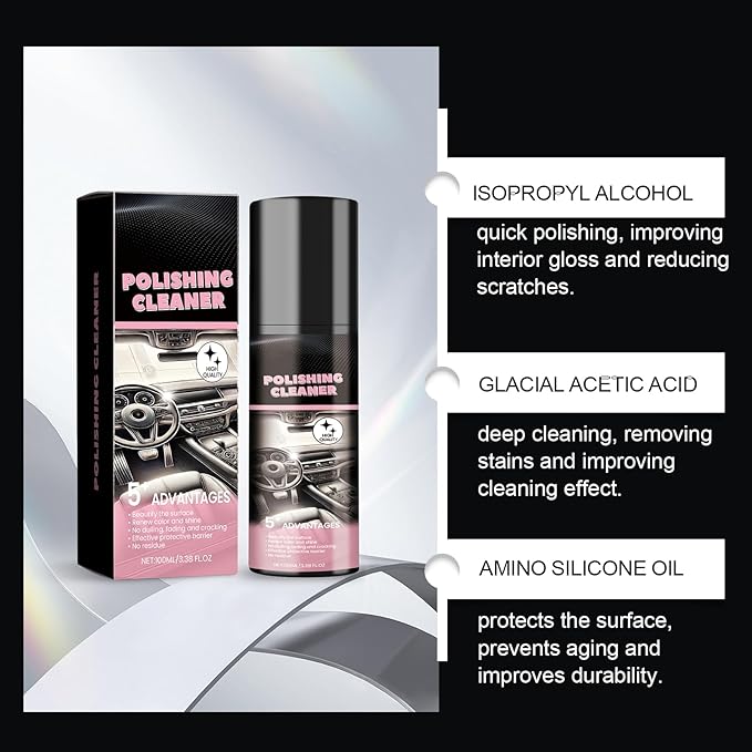 Car Interior Cleaner, 3PCS Polishing Cleaner Detailer Spray for Vehicle Detailing,100ml Multi-Purpose Cleaner, Total Vehicle Interior Detailer Spray Rejuvenation