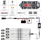 8 Pods RGBW LED Rock Lights Full Kit, 6500K Pure White (Not Mixed) & RGB Underglow for Jeeps Truck Golf Cart ATV UTV RZR Pickup, App/RF Remote Smart Brake Music Sync, Waterproof Offroad Underbody 12V