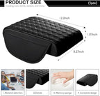 Car Armrest Cushion, 12.2"×8.3" Leather Auto Memory Foam Center Console Pad with Storage Pocket, Waterproof & Anti-Scratch Elbow Pillow Armrest Seat Box Protector, Universal Fit (Black)