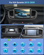 4+64G for KIA Sorento 2015 2016 2017 2018 2019 2020 Android Car Stereo with Wireless Carplay and Android Auto - 10 Inch HD Touchscreen Radio with 32EQ DSP/WiFi/GPS/Mirror Link, AHD Rear View Camera