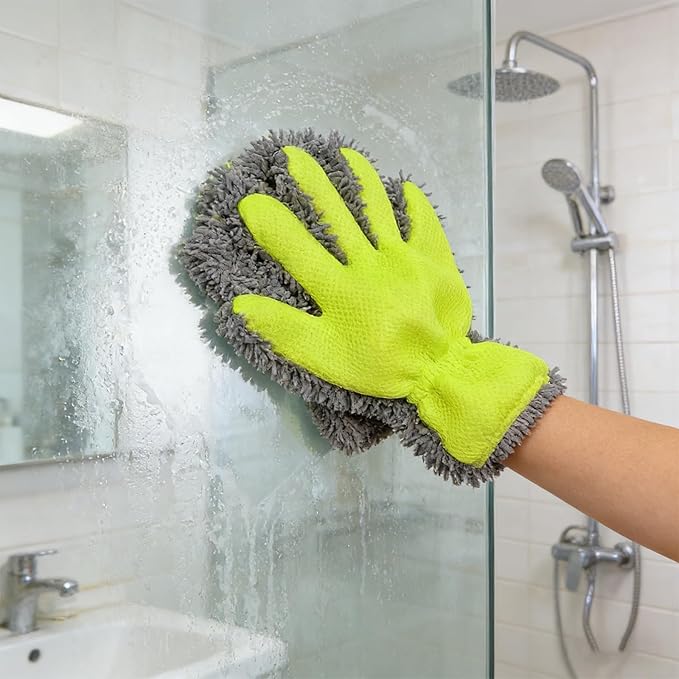Microfiber Wash Mitt, 2-Pack Car Wash Gloves with 5-Finger Design, Scratch Free Chenille Wash Mitts for Car Washing, Ultra-Soft Detailing Kit for Wheel Tight Spot