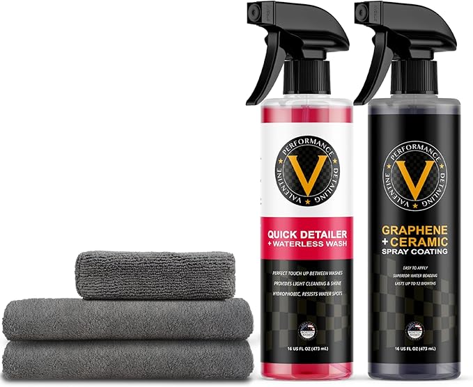 VPD Graphene Ceramic Kit & Detailer Kit - Ultimate Car Detailing Set with Graphene Ceramic Shield, Quick Detailer Waterless Wash, Edgeless Microfiber Towels & Microfiber Sponge Applicator