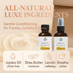 Leather Purse Cleaner & Conditioner Kit – 4pc Set with 4oz Cleaner, 4oz Conditioner, Microfiber Cloth & Applicator Sponge – Leather Bag & Handbag Care for Luxury Purses & Designer Bags