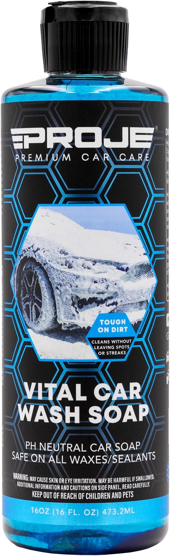 PROJE' Vital Car Wash Soap - PH Balanced Formula Gloss Enhancing Shine - Ultimate Cleaning Power For Foam Cannon & Bucket Washes - Professional Detailing Soap - 16 Fl Oz