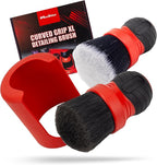 Maxshine Universal Red & Gray Combo Ultra-Soft Large Bristle Brush with Storage Rack | Curved Grip Interior Detailing Brush for Dashboard, Displays & Air Vents | Premium Car Cleaning Accessory