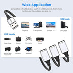 MOGOOD 3 in 1 USB Splitter Cable 2M, USB 2.0 Hub 1 Male to 3 Female Extension Cord, Multiport Adapter for Charging & Data Transfer, Compatible with Laptop, Mac, PC, PS4, Xbox, Switch, TV