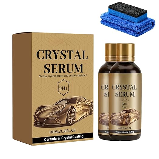 PTZ Crystal Serum – 9H Graphene Ceramic Coating for Cars, Advanced Hardness & Gloss, Water Beading Protection, DIY Car Paint, Glass & Wheel Care (2pcs)