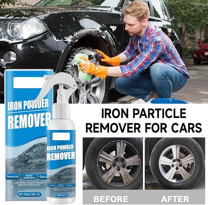 Iron Powder Remover,Car Rust Removal Spray,Color Changing Rustout Instant Remover for Wheels and Paint,Multifunctional Paint Cleaner for Car Maintenance and Metal Iron Cleaning