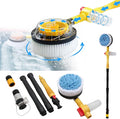Automatic Rotating Car Wash Brush with Soap Dispenser, Soft Chenille Car Washing Brush Spin Mop Garden Hose Brush Foam Spray Gun Exterior Car Cleaning Brush Kit (Detachable Long Handle)