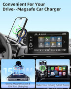PZK Car Phone Holder for Hyundai Elantra 2021-2025 2026 SE/SEL/Sport/Limited/N Line Accessories for 8-Inch/10.25-Inch Screen Magnetic 15W Fast Wireless Charger Phone Mount 360° Rotating Extension Rod