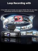 Dash Camera Front and Inside,Dashcams for Cars with IR Night Vision Loop Recording G-Sensor 24Hr Parking (1080 P Front and Inside)