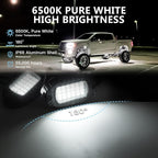 16 Pods Pure White LED Rock Lights, IP68 Waterproof Aluminum 6500K Bright White Underglow Light with Extension Cord Harness,12V Metal Fender Lights for Trucks Off Road UTV ATV Car Golf Trailer Etc