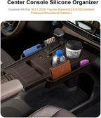 2026 Sienna Center Console Organizer - for 2021-2025 2026 Toyota Sienna Silicone Center Console Cover Tray - 2021-2026 Sienna(XLE/XSE/Limited/Platinum/Woodland Edition) Interior Accessories(Brown)