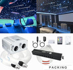 AZIMOM Dual Port 16W Twinkle Bluetooth Fiber Optic Starlight Kit Mixed860pcs 13.1ft Strands +Meteor Shooting Star Sound Activated RGBW APP/Remote for Car Home Starlight Headliner Decor