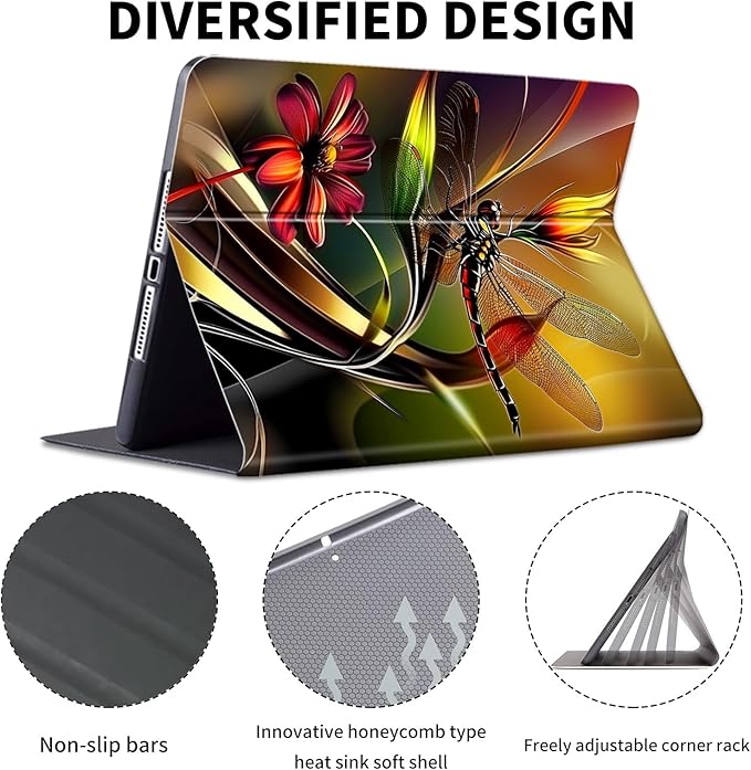 Case for Kindle Scribe,PU Leather Cute Slim Folio Adjustable Stand Cover with Auto Wake/Sleep for Amazon Kindle Scribe Cover 10.2 Inch (2024/2022 Release),Art Red Dragonfly