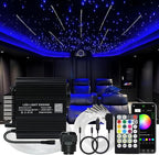 AKEPO 12W Twinkle+Meteor 2-in-1 Fiber Optic Lights, 600pcs*0.03in*13.1ft+240pcs Shooting Star Starlight Headliner Kit Car Home APP Control Sound Activated Fiber Optic Star Ceiling Kit